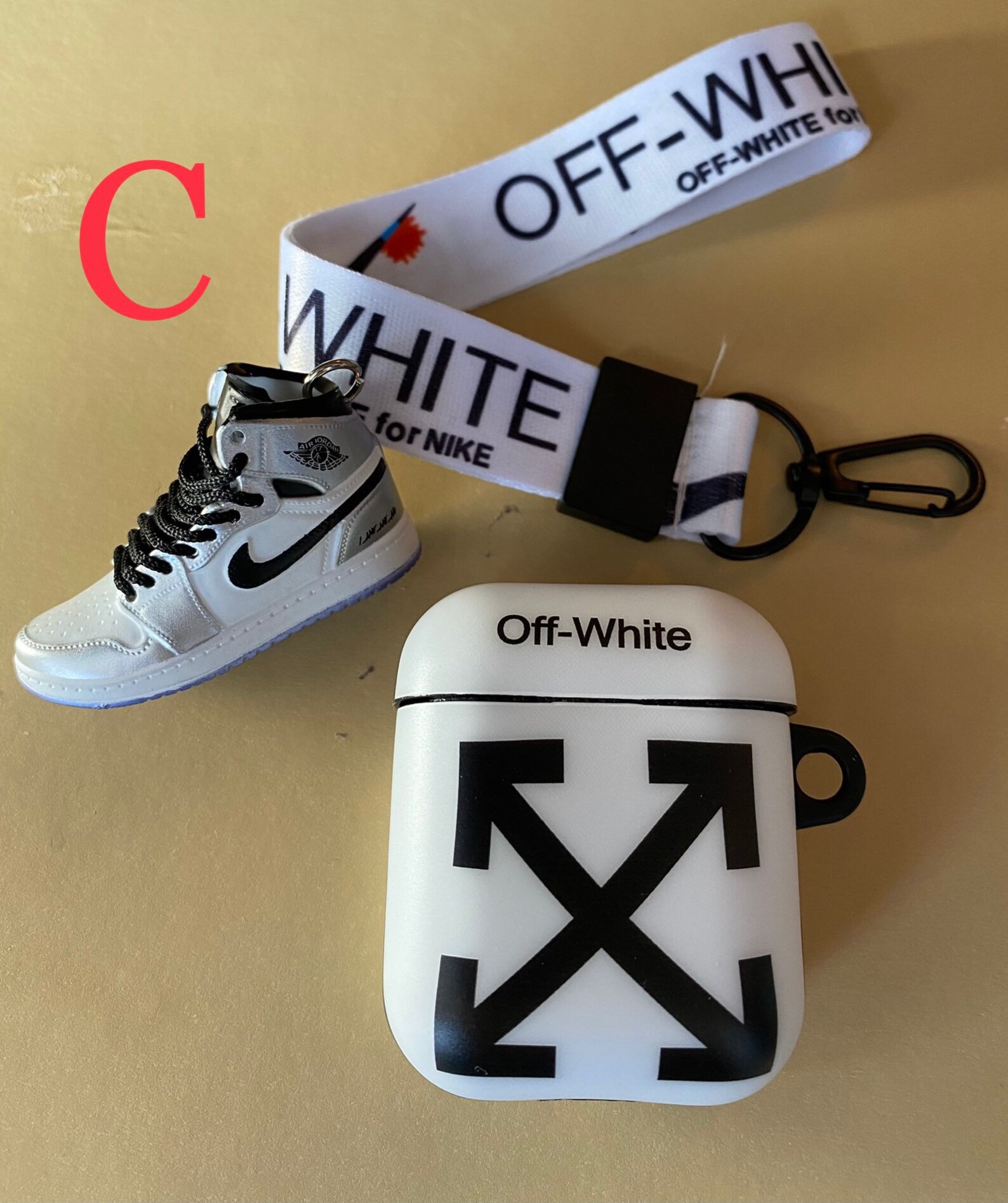 Off white AirPod 1/2 & Pro case lanyard and shoe keychain | Etsy