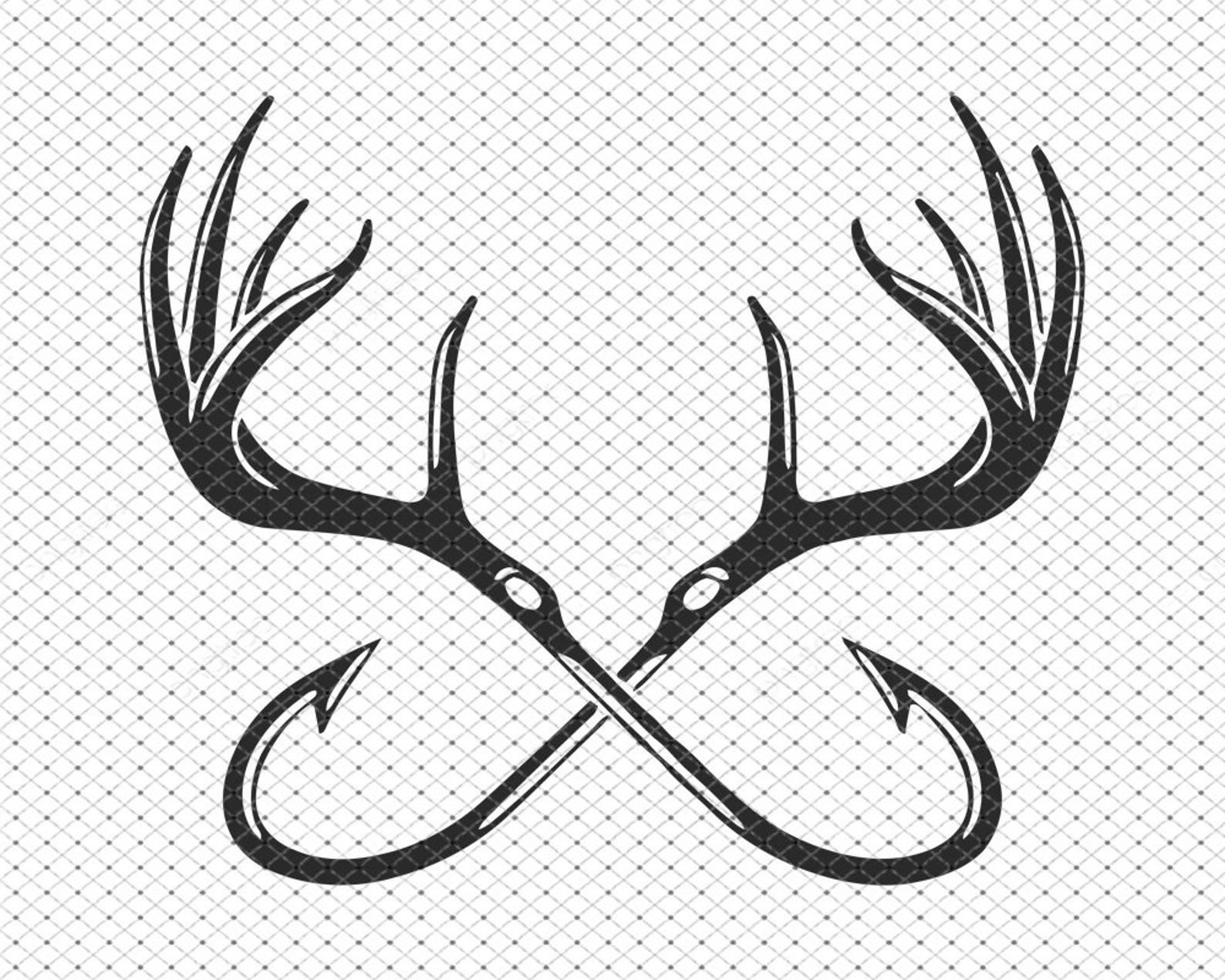 Fishing Svg Hunting Svg Hunt And Fish Svg Deer Horns And Hooks Hunt