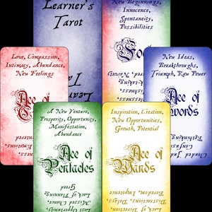 Learner&#39;s Tarot Deck: Full Rainbow Fancy Text Edition DIGITAL & PRINTABLE