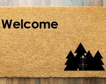 Disc Golf Basket Welcome Mat | Disc Golf | Best Disc Golf Gift | Outdoor Doormat | Premium Coir Disc Golf | Disc Golf Home Decor
