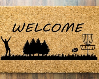 Disc Parked Welcome Mat | Disc Golf | Best Disc Golf Gift | Outdoor Doormat | Premium Coir Disc Golf | Disc Golf Home Decor