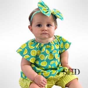 Summer outfit, girl Limes shirt, girls summer shorts, Girl&#39;s summer outfit, key limes outfit, Toddler summer outfit, color full limes top