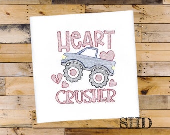 Valentine Boys Shirt, Monster truck Valentine Shirt, Truck Sketch Valentine Shirt, Personalized Monster truck shirt