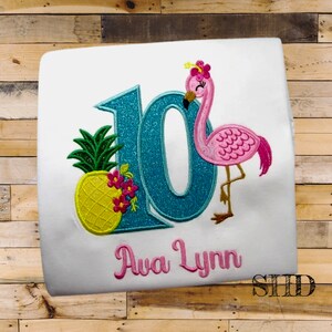 Flamingo Birthday Shirt, Flamingo Birthday Shirt, Birthday Flamingo Shirt, Tropical Birthday Outfit, Custom Birthday Girl Shirt