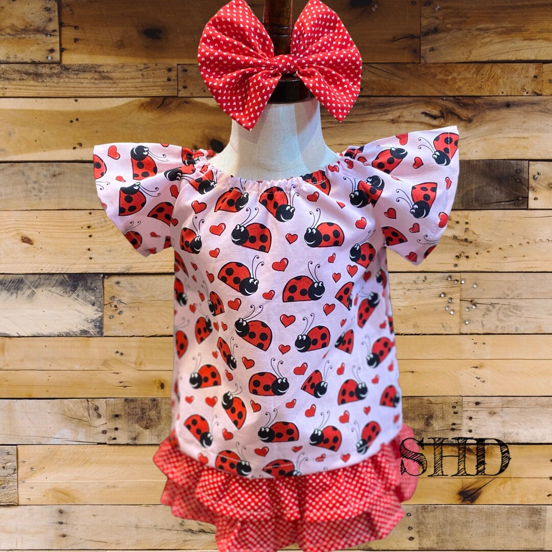 Ladybug Outfit, Girl's Ladybug Love Shirt & Bloomers Baby Love Bug ...
