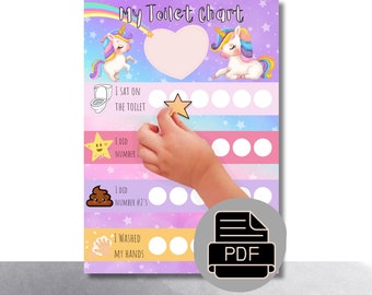 Potty Training Chart for Toilet Training, Unicorn Theme, Kid Learning Chart, Printable Learning Resource, PDF Download