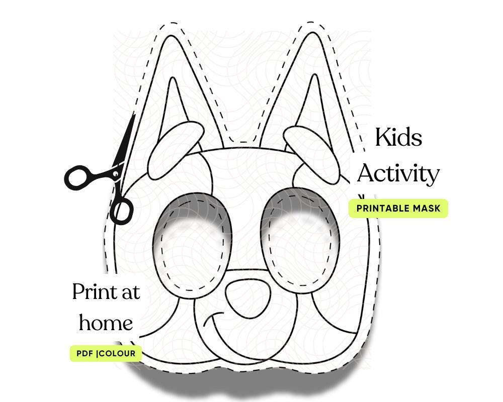 Kids Birthday Activity, Kids Mask, Kids Learning, A4 Printable, PDF Pattern
