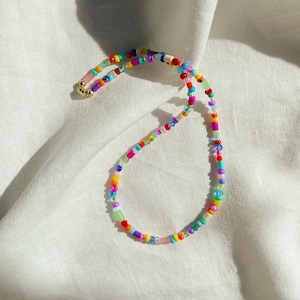 Beaded Rainbow Necklace, Colorful Layering Necklace, Gay Pride Necklace, Multicolor Beaded Necklace, Rainbow Choker, Colorful Necklace