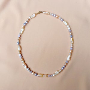 Multicolor Freshwater Pearl Necklace, Colorful Pearl Necklace, Casual Pearl Jewelry, Wedding Baroque Pearl Choker, Pastel Pearl Necklace