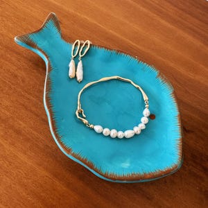 Irregular Gold Bangle W Baroque Pearls, Pearl and Gold Bracelet ...