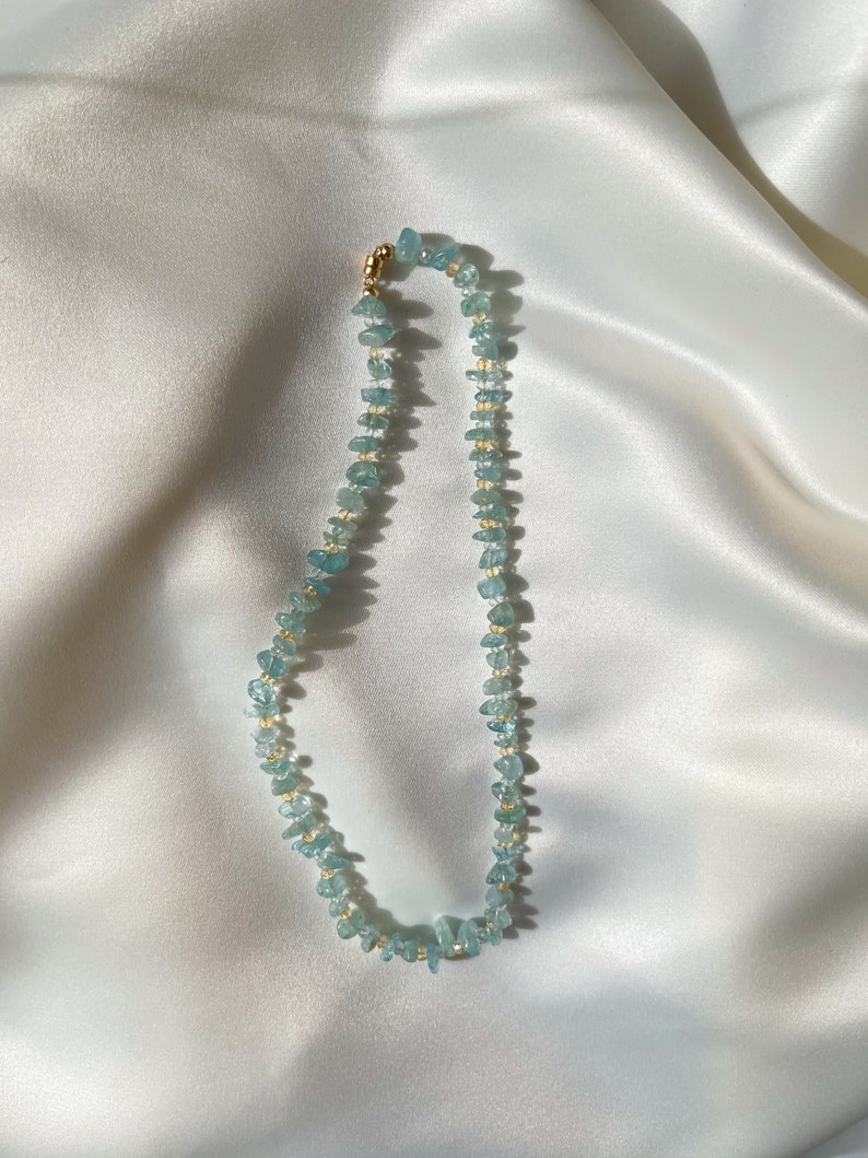 Aquamarine and Citrine Necklace March Birthstone Jewelry Blue Gemstone Necklace Aquamarine Choker Necklace Healing Crystal Necklace