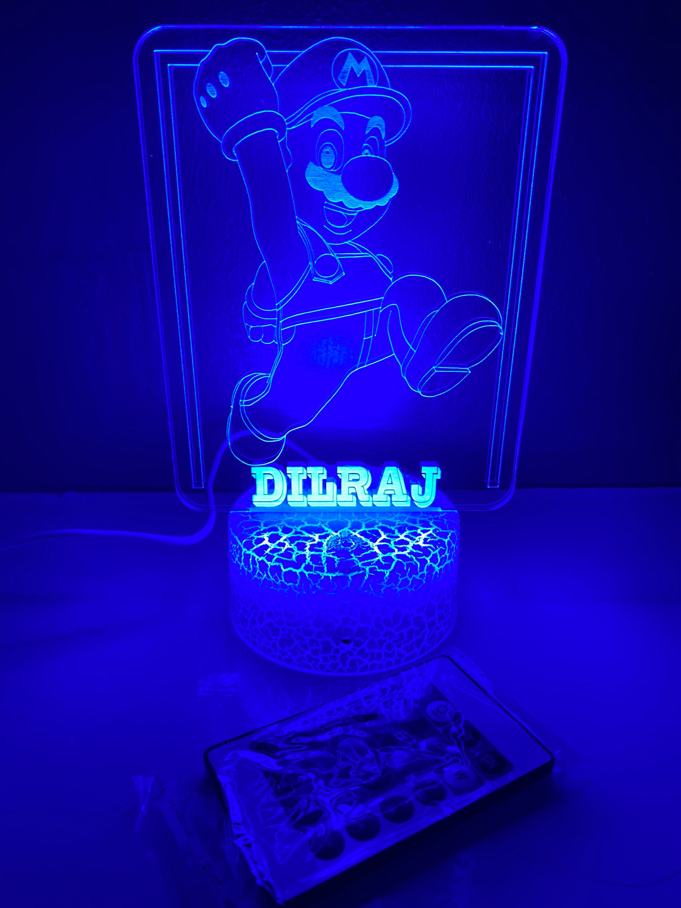 Personalised Super Mario LED Night Light Etsy