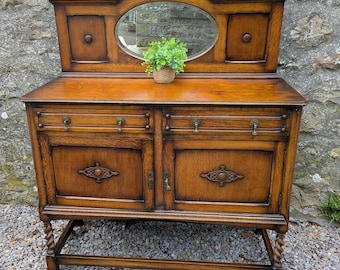 Antique Oak Sideboard with Mirror