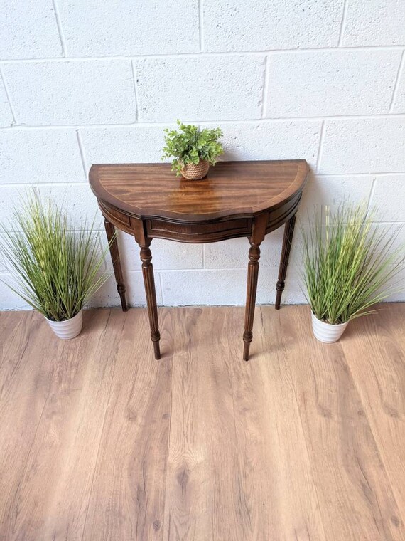 Vintage Wooden Half Moon Hall Table Etsy