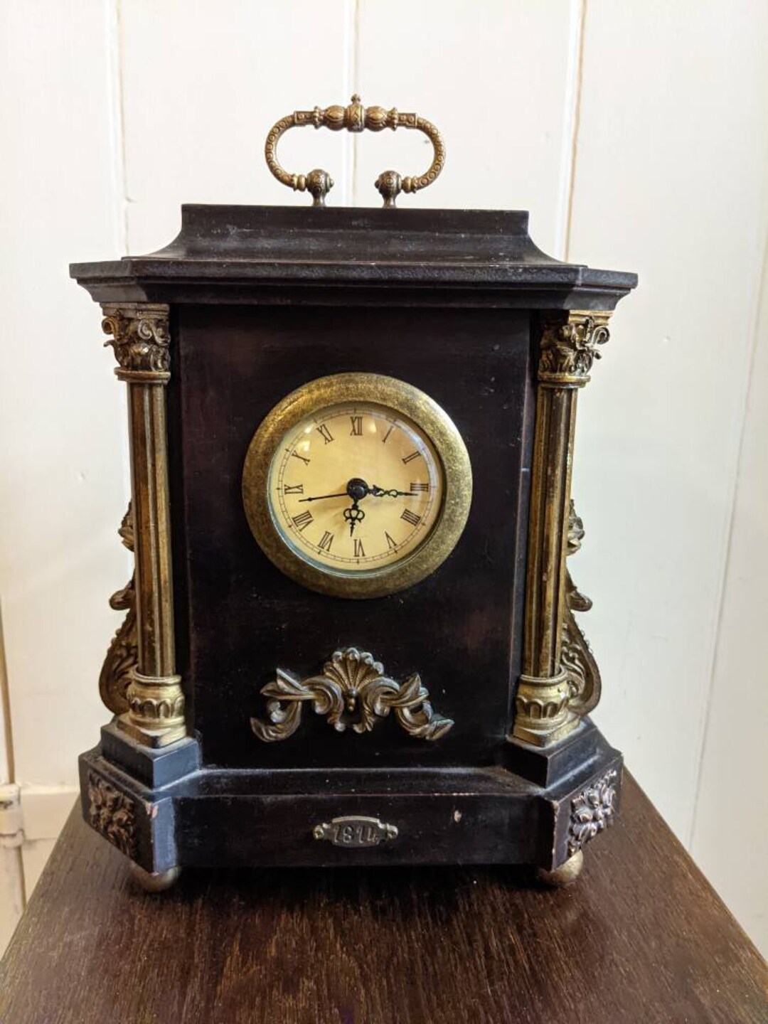 Beautiful Vintage Black Mantel / Shelf Clock Etsy