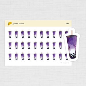Boba Planner Stickers - PRINTED - Diary Stickers, Journal Stickers, Scrapbook Stickers - Bubble Tea, Drinks