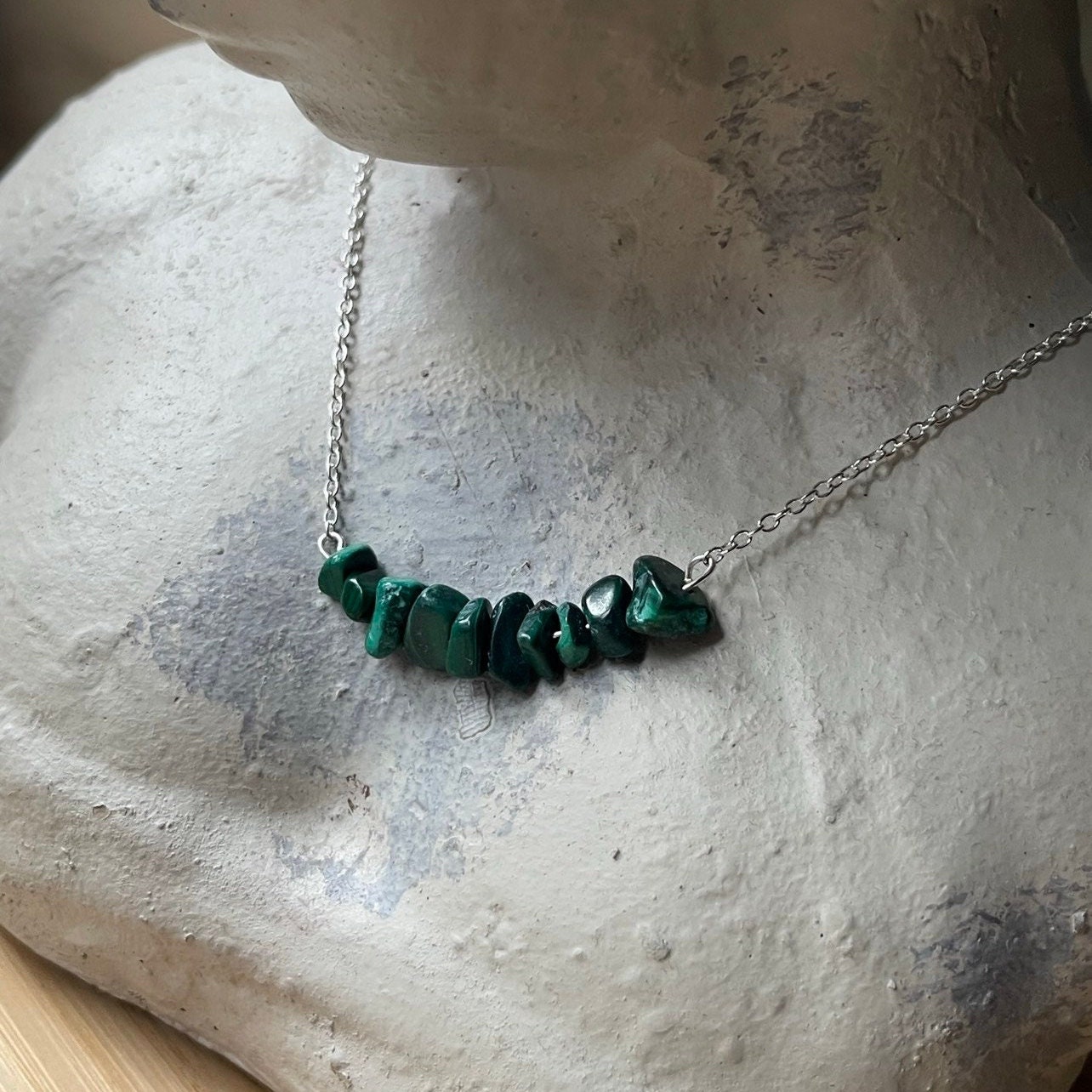Curved Healing Crystal Chip Bar Chain Necklace Available Curved Healing Crystal Chip Bar Chain Necklace Available