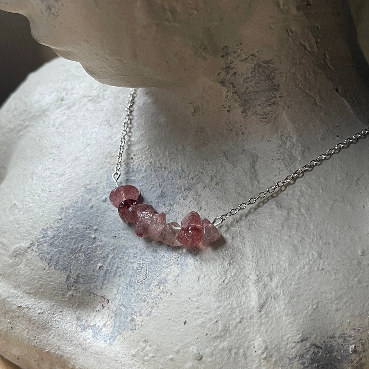 Curved Healing Crystal Chip Bar Chain Necklace Available Curved Healing Crystal Chip Bar Chain Necklace Available
