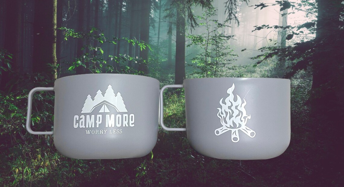 14oz Gray Plastic Camping Mug Etsy
