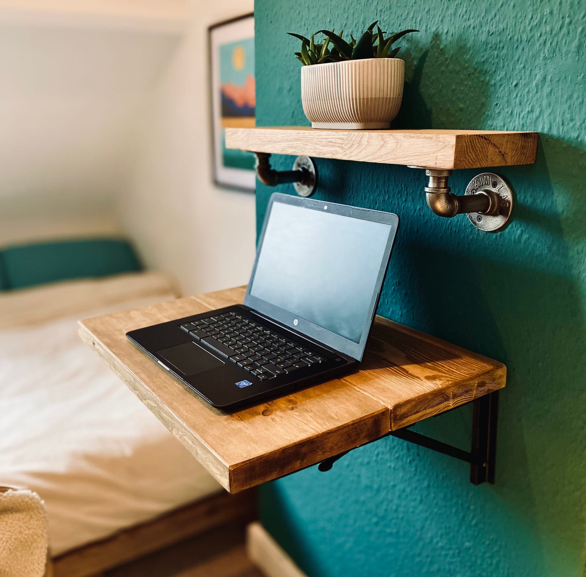 Home Office Floating Desk with folding wall brackets Etsy