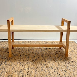 Wooden, japandi-style bench for entryway or bedroom