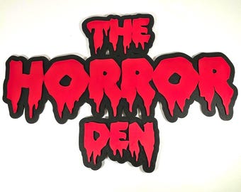Horror Den Wall Sign: Scary, Movie Room Decor Gifts