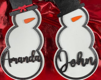 Personalized Christmas Snowman Name Ornament, Personalized Christmas Gift, Handmade Christmas Ornament, Custom Snowman Ornament