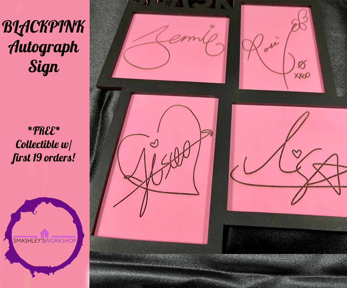 Engraved K-pop Autograph Sign: Black Pink Inspired Wooden Art