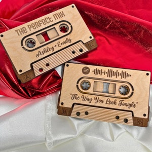 Personalized Wooden Cassette Tape: Spotify Playlist, Unique Couple Gift