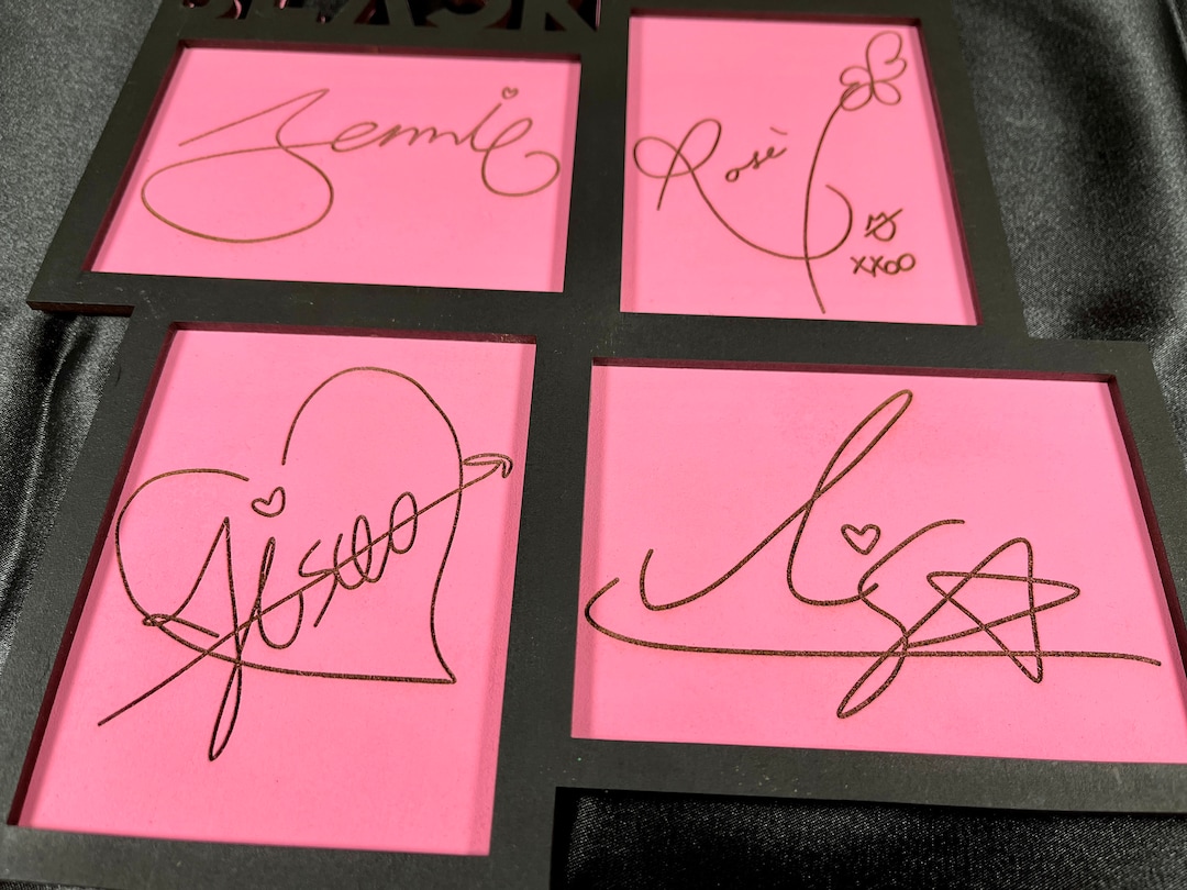 Engraved K-pop Autograph Sign: Black Pink Inspired Wooden Art