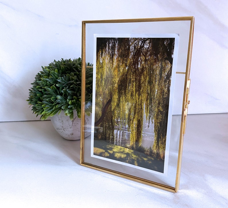 Tabletop Boho Glass Floating Picture Frame 5x7 Clear Etsy