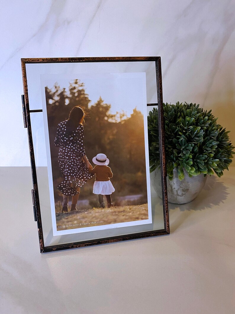 Tabletop Boho Glass Floating Picture Frame 5x7 Clear Etsy