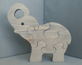 Elephant Puzzle, Wooden Puzzle, Animal Puzzle, Educational Toys