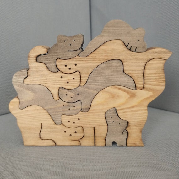 Cat and Mouse Puzzle, Cat Puzzle, Mouse Puzzle, Wooden Puzzle