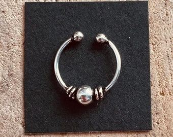 Bali Piercing Fake Septum Plata 925, Joyería de nariz Boho, Hipoalergénico, Tatuaje, Yoga, étnico, boho, tribal, Joyería Hippe,