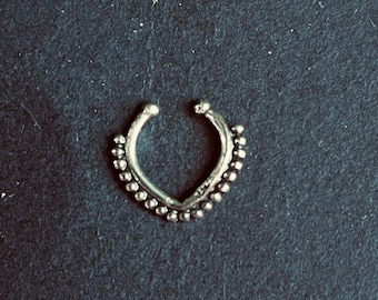 Septum Hoop Sterling Silver 925 ,Fake Septum Jewelry, Septum Hoop, Daith Earring, Ethnic Jewellery, Boho, Hypoallegernic
