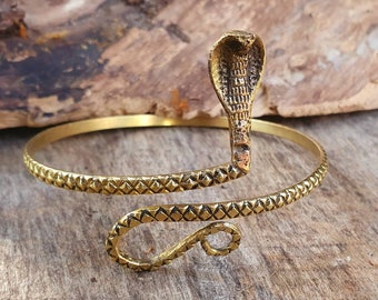 Snake Arm Bracelet / Brass / Boho / Tribal / Spiral / Bangle/ Ethnic / Rustic / Bohemian / Hippie / Body jewellery / Psy / Adjustable