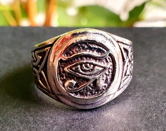 Eye of Horus Silver Ring / Ancient Egypt / Ra / Hieroglyphics / Ethnic / rustic, yoga, hippie, gypsy, pretty, psy, boho, bohemian, festival
