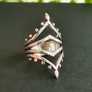 Bague Ethnique Argent / Bohème / Boho/ Mandala / Psy / Géométrique / Gypsy / Rustique / Hippie / Festival / image 1