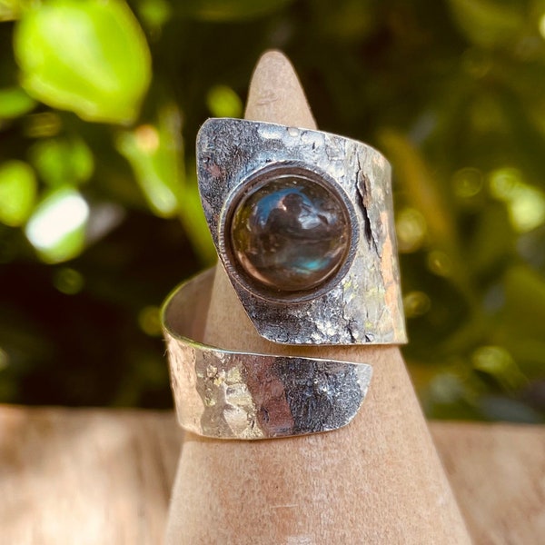 Bague Labradorite & Argent / Ajustable / Ethnique / Bohème / Rustique / Festival / Hippie  / Tribal / Gypsy / Boho