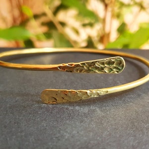 Hammered Brass Arm Bracelet / Boho / Tribal / Spiral / Bangle/ Ethnic / Rustic / Bohemian / Hippie / Body jewellery / Psy / Adjustable image 1