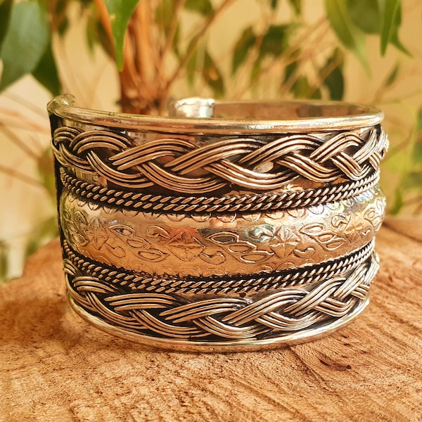 Textured Silver Cuff Bracelet / Tribal / Unisex / Celtic / Nordic / Boho / Ethnic / Rustic / Bohemian / Gypsy / Jewellery / Mens jewelery /