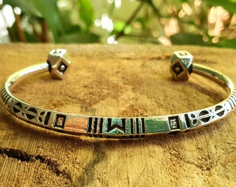 African Silver Bracelet / Tuareg Jewelry / Cuff / Boho / Ethnic / Costume / Bohemian / Medieval / Gypsy / Geometric /