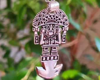 Collar Tumi Peruano Panteón Maya Plata / Plata / Cadena Hipoalergénica / Acero Inoxidable / Azteca / Inca / Boho / Étnico