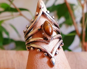 Œil-de-tigre Bague en Argent / Boho / Ethnique / Rustique/ Bohème / Bijou / Hippie  / Tribal / Gypsy / Chic