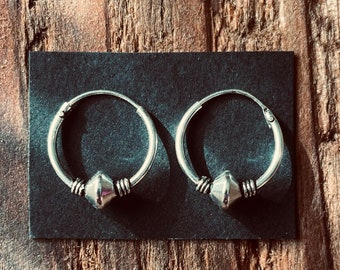 Mini Boho Sterling Silver 925 Hoop Earrings / Clicker Jewellery /  Small Hoops / Rustic / Yoga / Hippie / Gypsy / Boho / Bohemian / Unisex