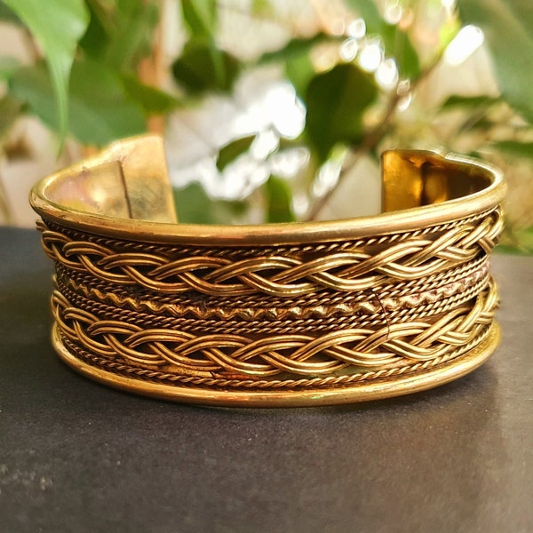 Small Brass Celtic Cuff Bracelet / Tribal / Mens Bracelet / Boho / Ethnic / Rustic / Bohemian / Hippie / Gypsy / Jewellery / Mens jewelery