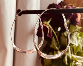 Irregular Silver Hoop Earrings / Rustic / Boho Style / Classic Silver Hoops / Bohemian Look / Modern Earrings / Silver Hoops / Lightweight