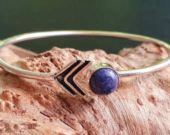 Lapis Lazuli Bracelet Flèche / Argent / Jonc / Bangle / Tribal / Hippie / Rustique / Ethnique / Bohème
