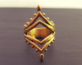 Anillo de latón étnico / Boho / Bohemio / Mandala / Psy / Geométrico / Gitano / Rústico / Hippie / Festival /